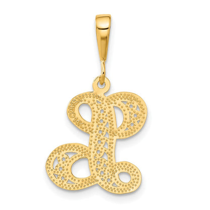 14K Gelbgold Polierter Schreibschrift-Filigran-Buchstabe L Initial-Anhänger