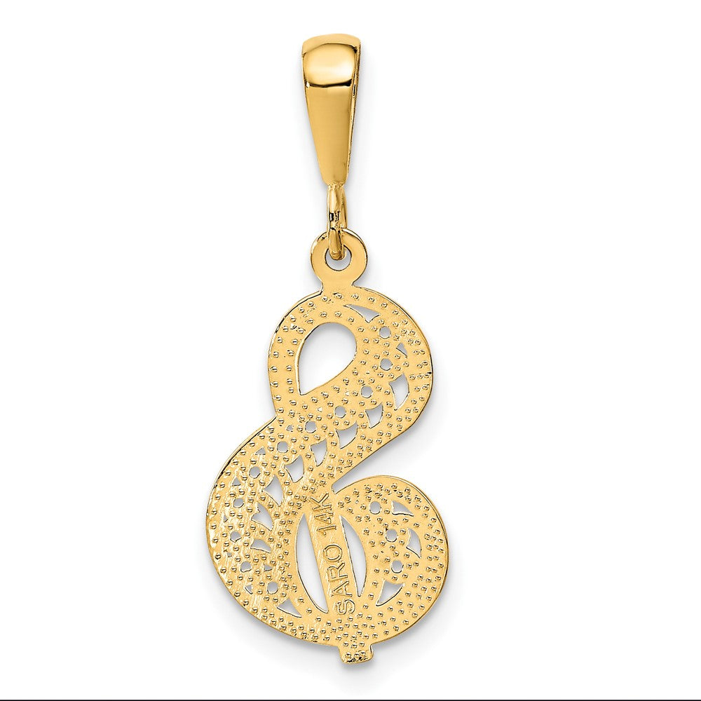 14K Gelbgold 14ky Poliert Schreibschrift Filigran Buchstabe S Initiale Anhänger