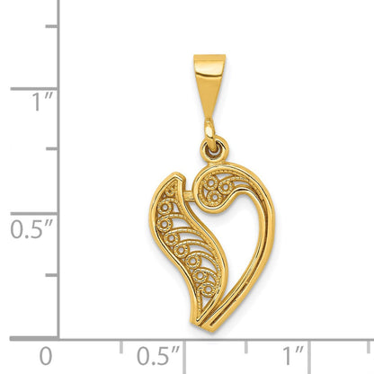 14K Gelbgold 14ky Poliert Schreibschrift Filigran Buchstabe V Initiale Anhänger