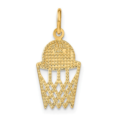 14K Gelbgold Basketball in Net Charm