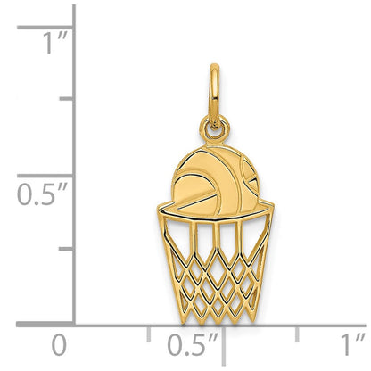 14K Gelbgold Basketball in Net Charm