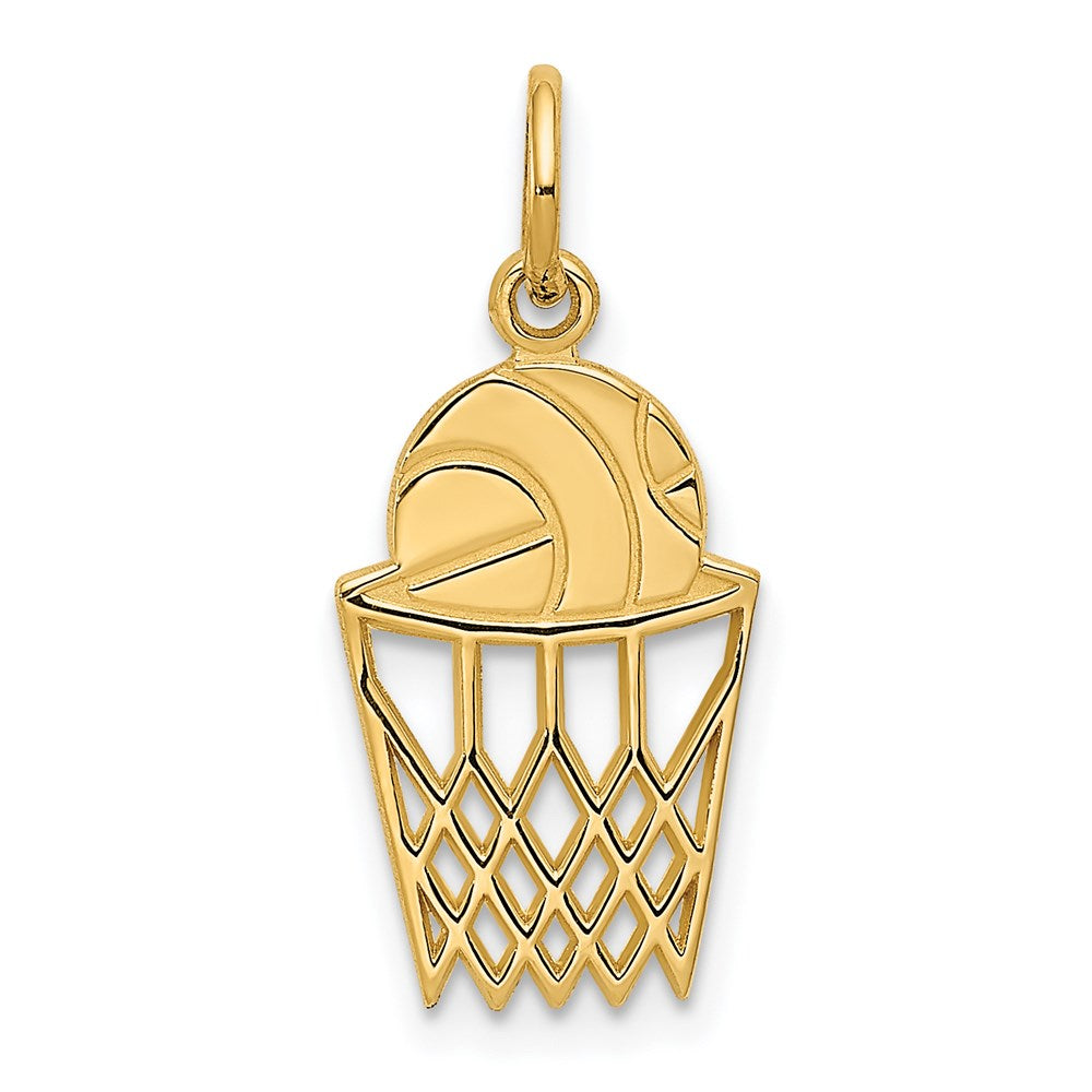 14K Gelbgold Basketball in Net Charm