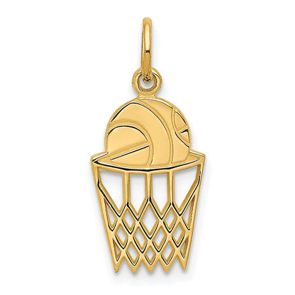 14K Gelbgold Basketball in Net Charm