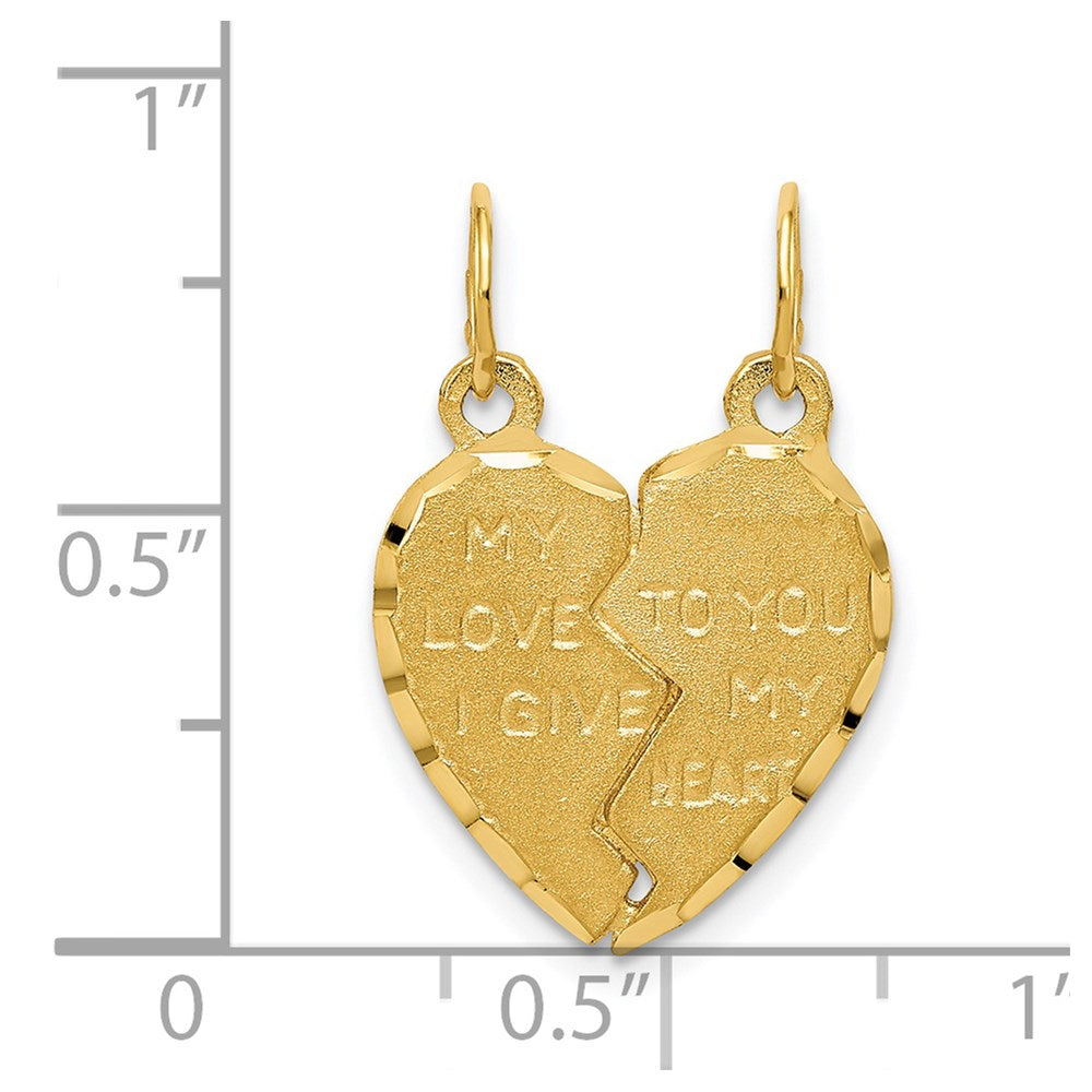 14K Gelbgold "MY LOVE TO YOU I GIVE MY HEART" Trennbarer Charm