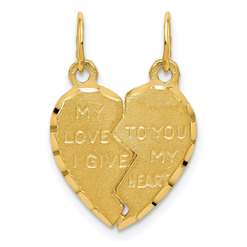 14K Gelbgold "MY LOVE TO YOU I GIVE MY HEART" Trennbarer Charm