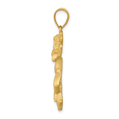 14K Gelbgold Satin-Engel-Anhänger