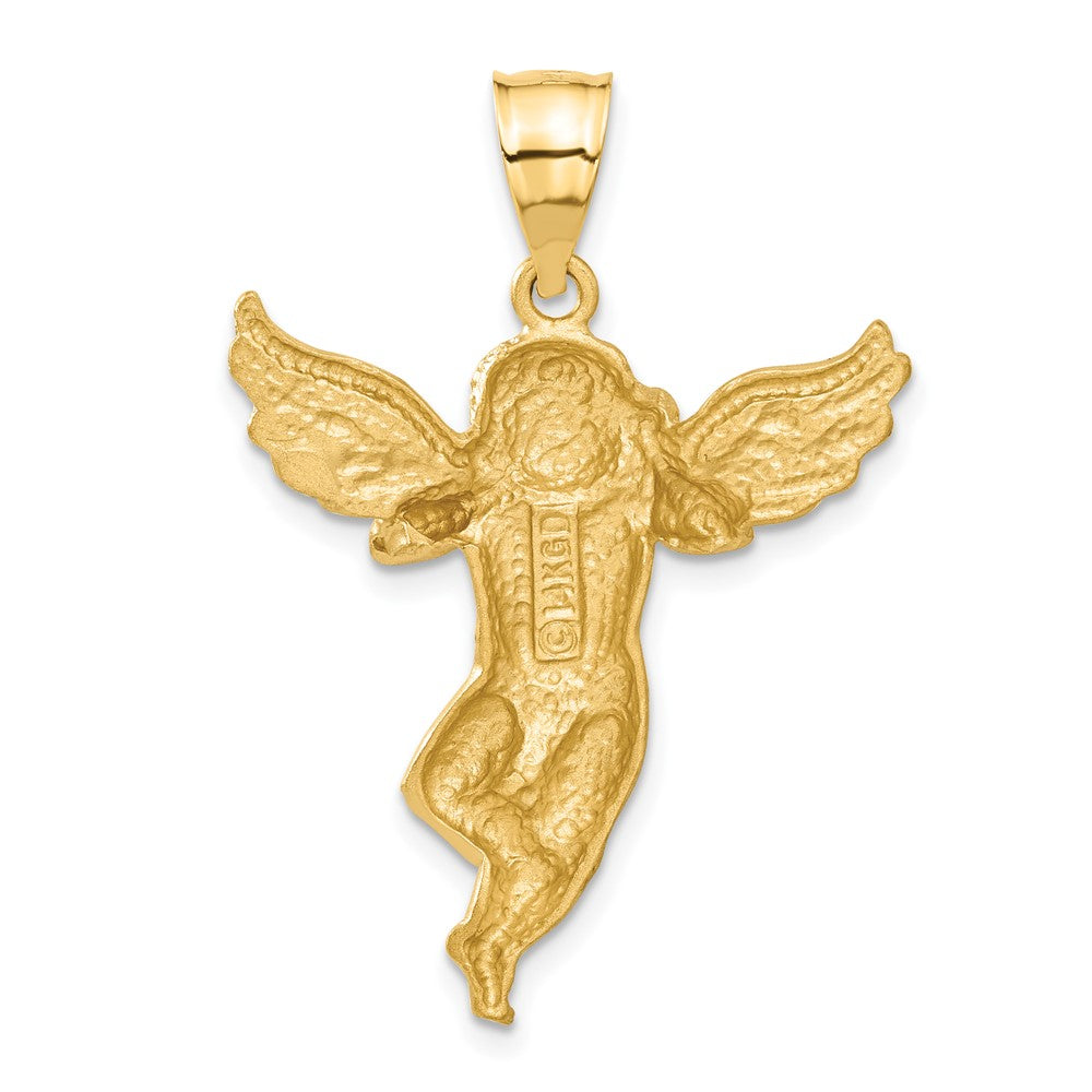 14K Gelbgold Satin-Engel-Anhänger