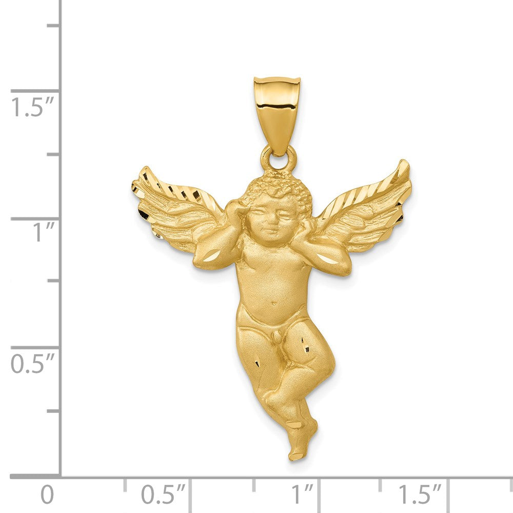 14K Gelbgold Satin-Engel-Anhänger