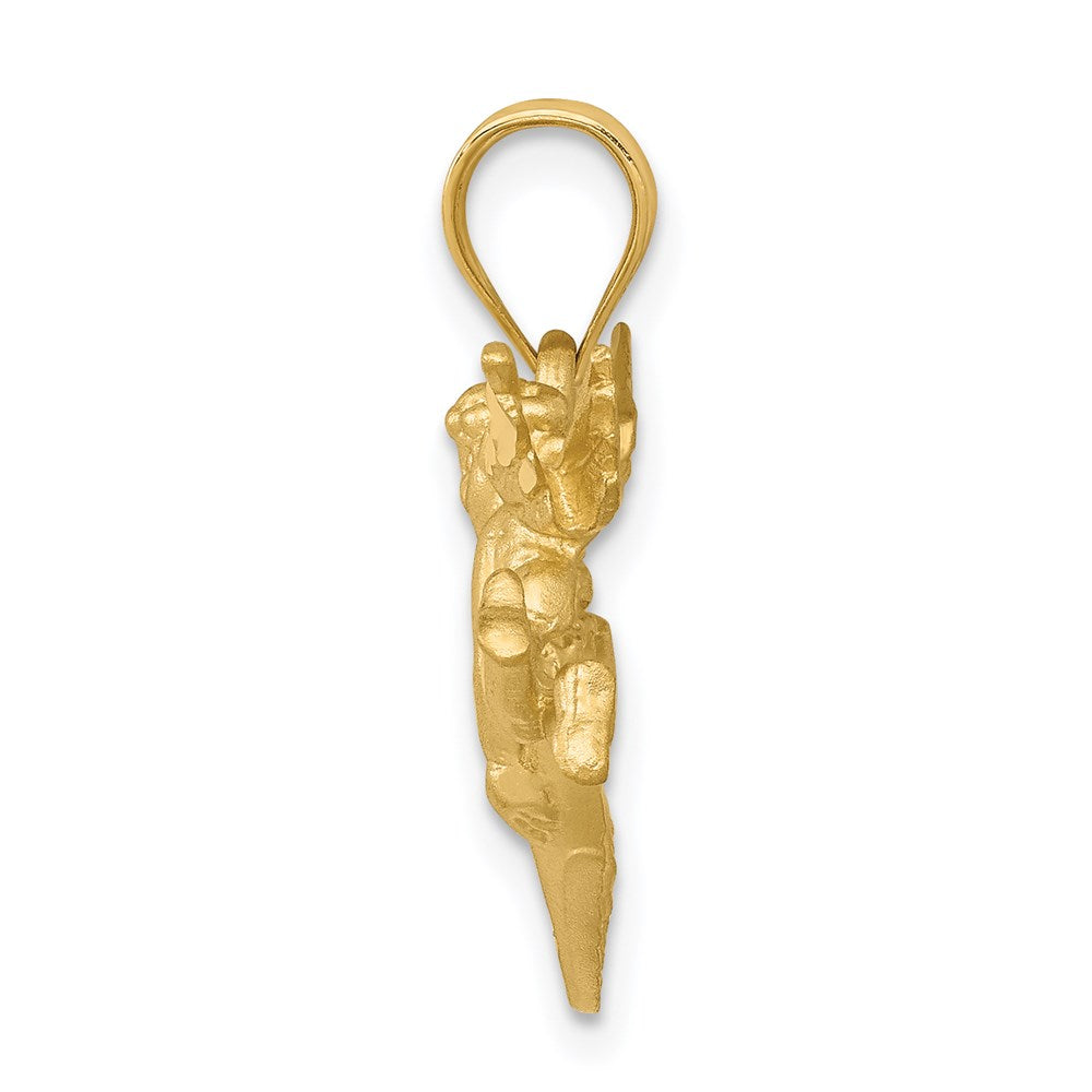 14K Gelbgold Satin Engelsherz-Anhänger