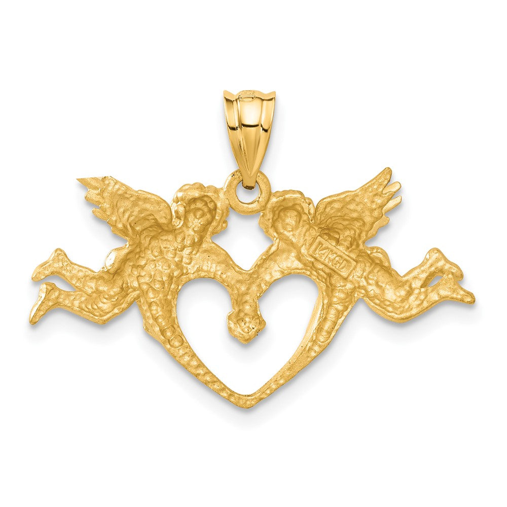 14K Gelbgold Satin Engelsherz-Anhänger