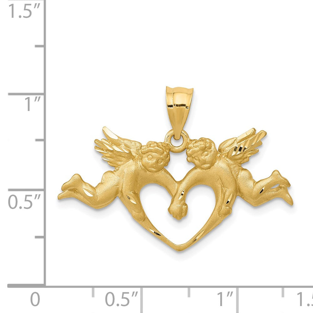14K Gelbgold Satin Engelsherz-Anhänger
