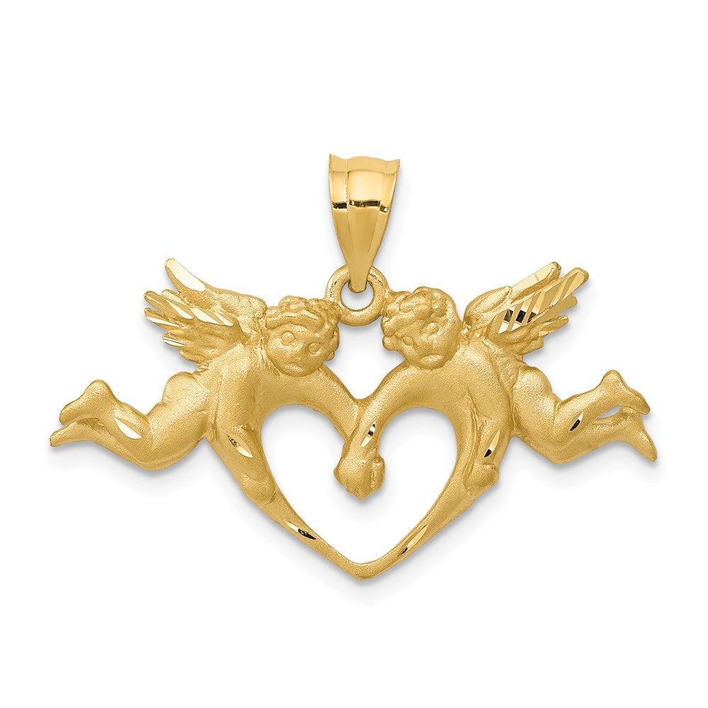 14K Gelbgold Satin Engelsherz-Anhänger