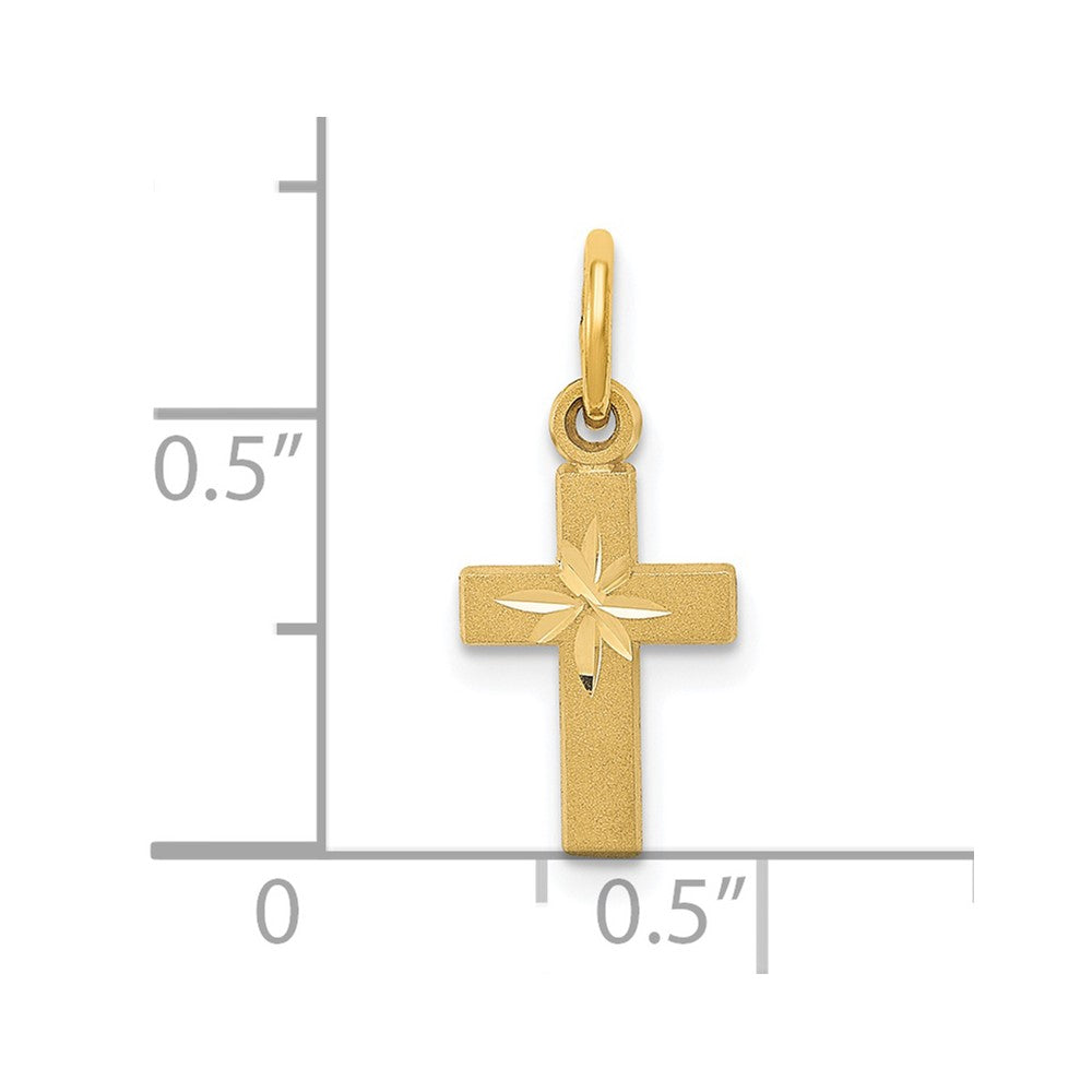 14K Gelbgold Winzig Kreuz Charm
