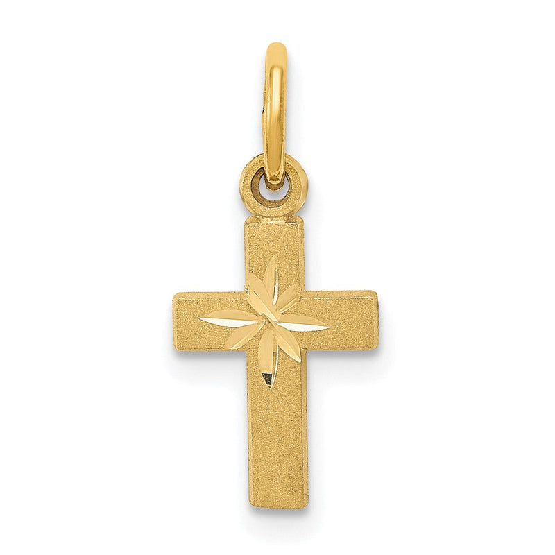 14K Gelbgold Winzig Kreuz Charm