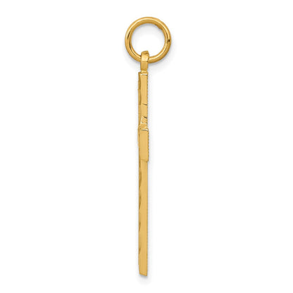 14 Karat Gelbgold Kreuz-Charm mit Diamantschliff