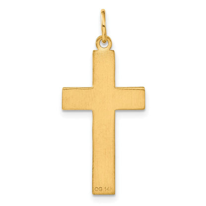 14 Karat Gelbgold Kreuz-Charm mit Diamantschliff