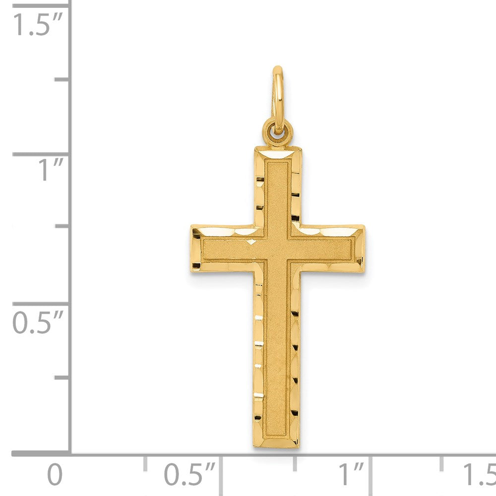 14 Karat Gelbgold Kreuz-Charm mit Diamantschliff