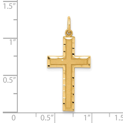 14 Karat Gelbgold Kreuz-Charm mit Diamantschliff
