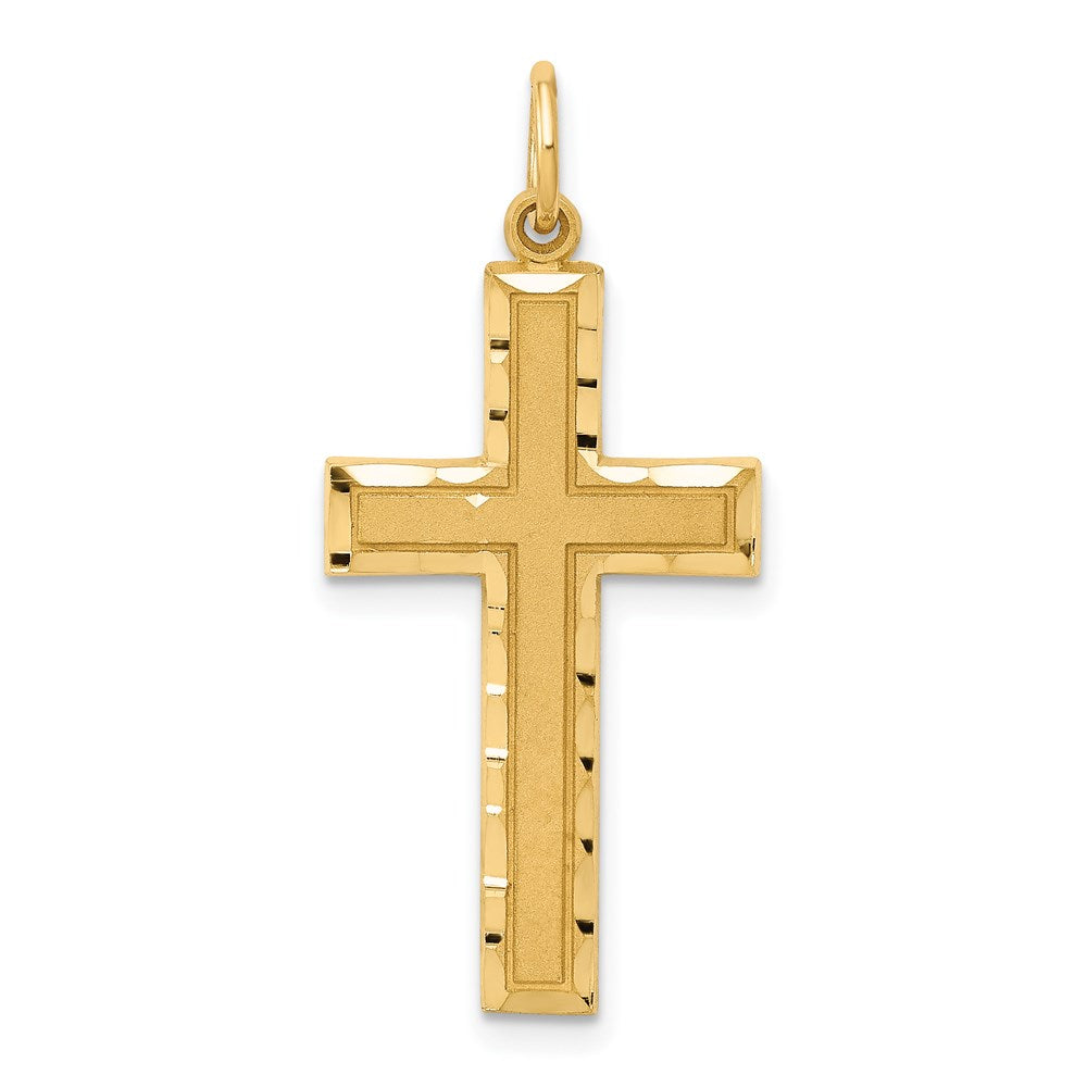 14 Karat Gelbgold Kreuz-Charm mit Diamantschliff