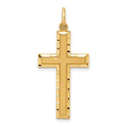 14 Karat Gelbgold Kreuz-Charm mit Diamantschliff