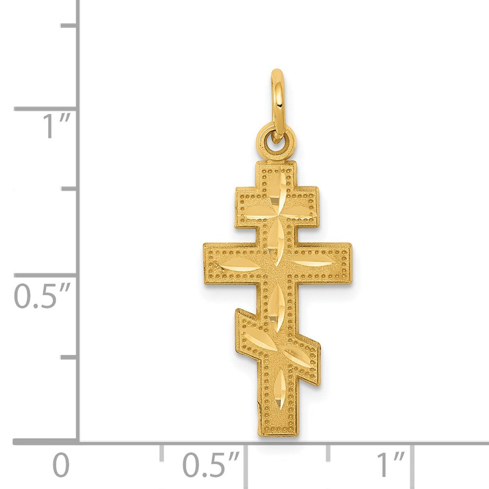 14K Gelbgold Eastern Orthodox Kreuz Charm