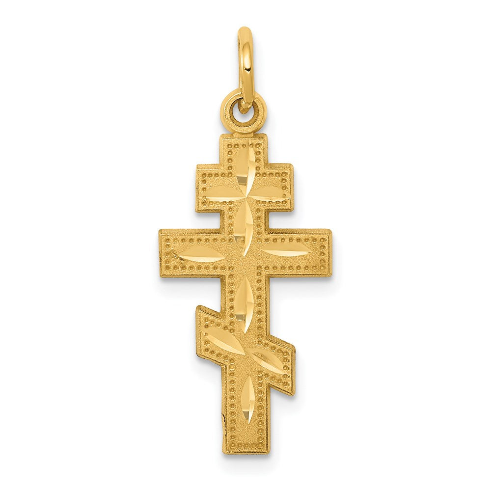 14K Gelbgold Eastern Orthodox Kreuz Charm