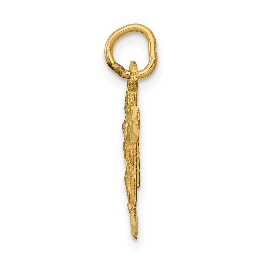 14K Gelbgold Inri Diamantiert Kruzifix Charm