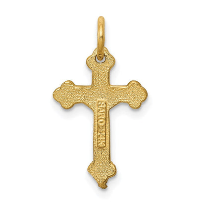 14K Gelbgold Inri Diamantiert Kruzifix Charm