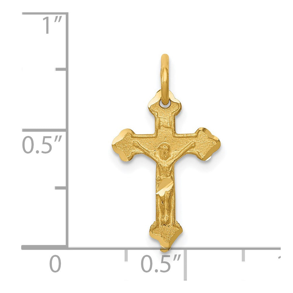 14K Gelbgold Inri Diamantiert Kruzifix Charm