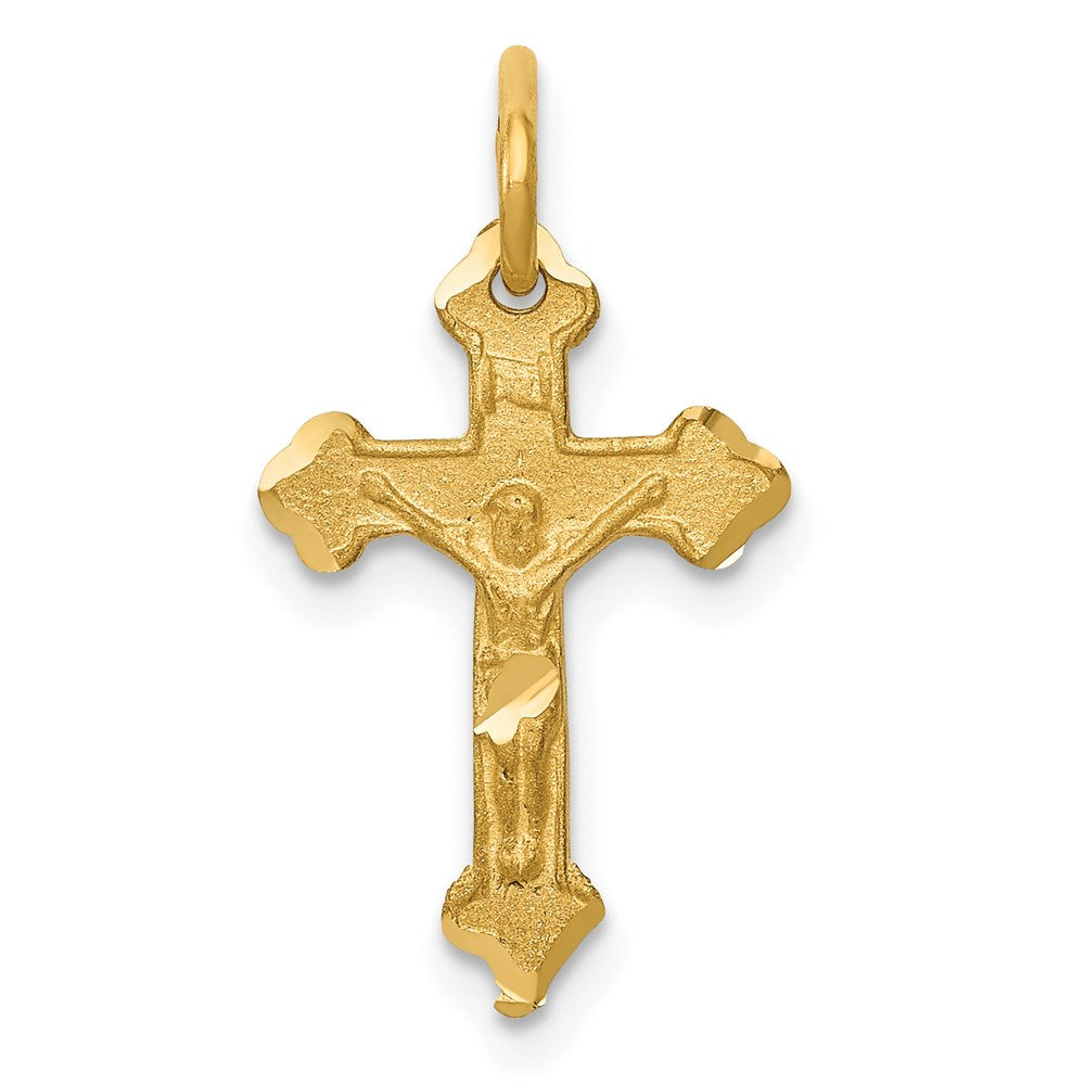 14K Gelbgold Inri Diamantiert Kruzifix Charm