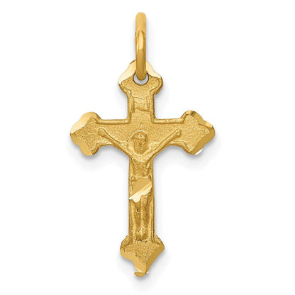 14K Gelbgold Inri Diamantiert Kruzifix Charm