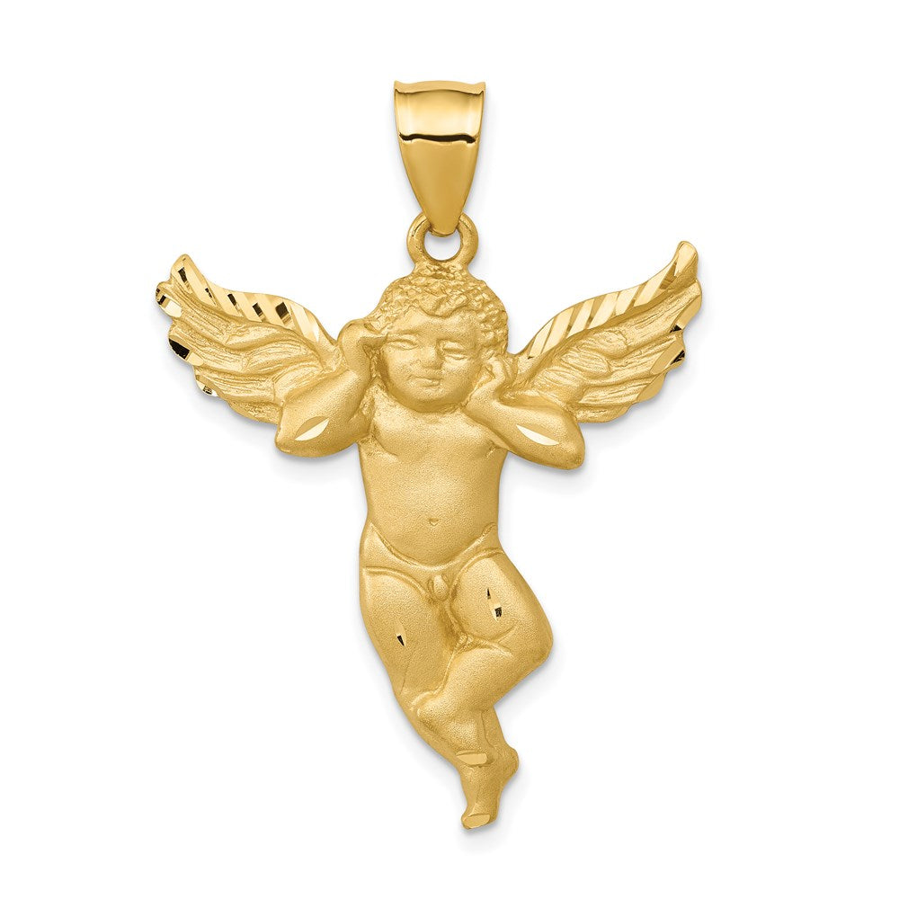 14K Gelbgold Satin-Engel-Anhänger
