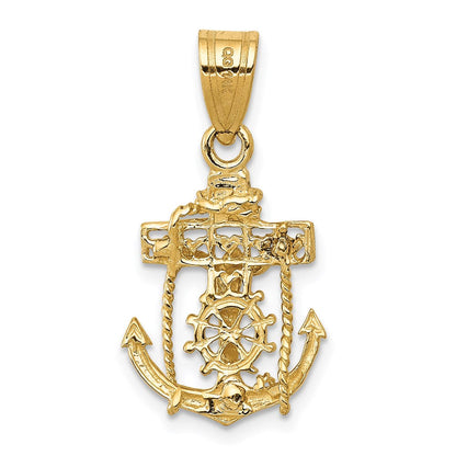 14K Gelbgold Mariners Kreuz Anhänger