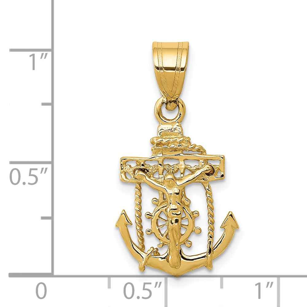 14K Gelbgold Mariners Kreuz Anhänger
