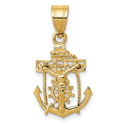 14K Gelbgold Mariners Kreuz Anhänger