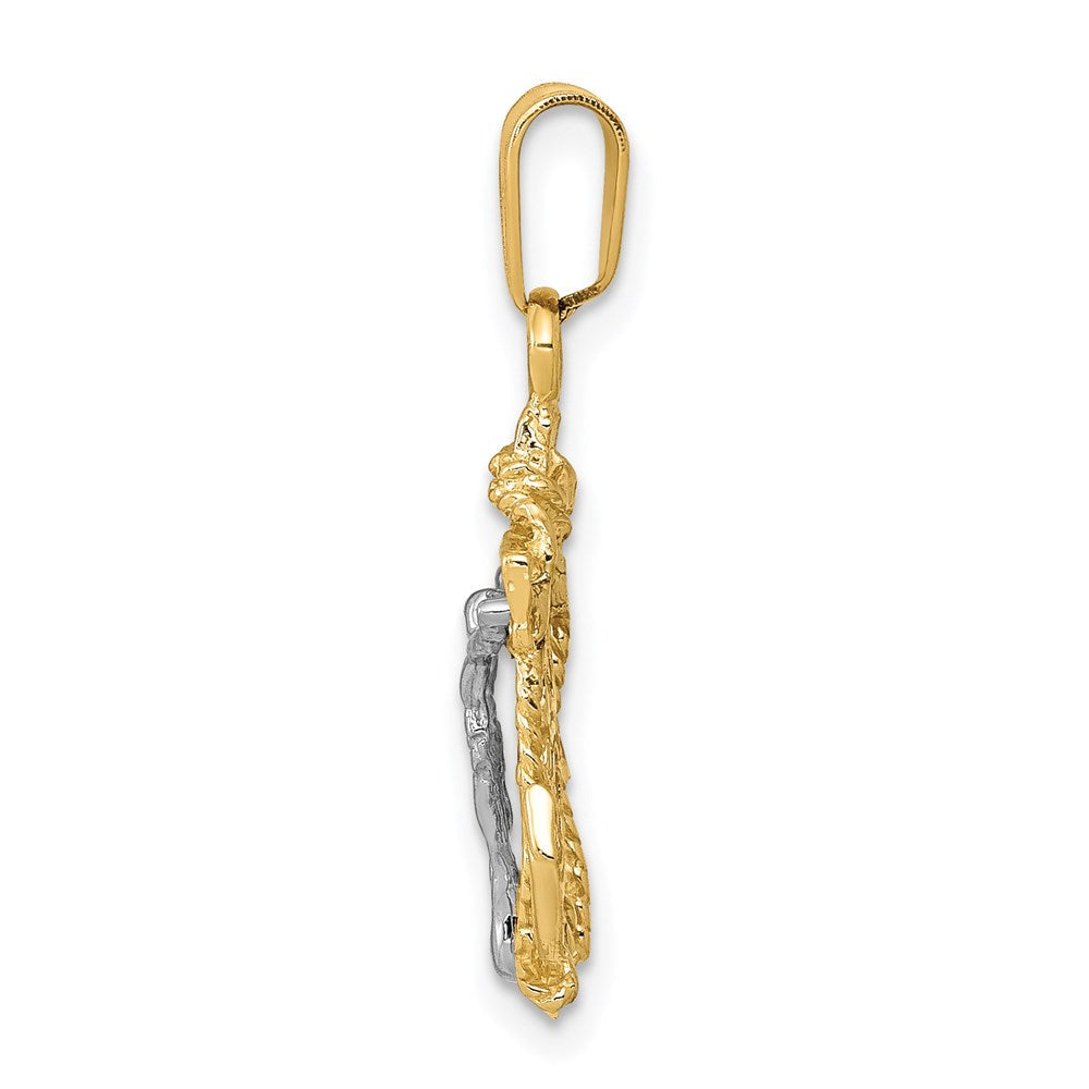 14K Bicolor Mariners Kreuz Anhänger