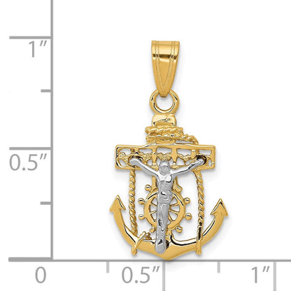 14K Bicolor Mariners Kreuz Anhänger