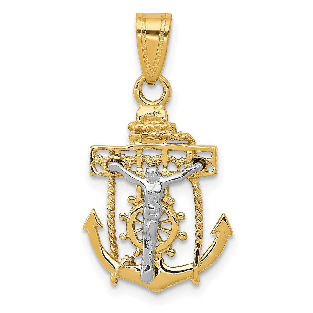 14K Bicolor Mariners Kreuz Anhänger