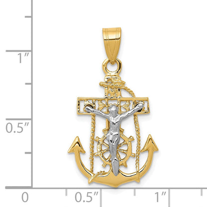 14K Bicolor Gold Marinerkreuz-Anhänger