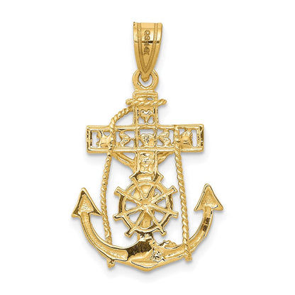 14K Gelbgold Anker-Kreuz-Anhänger