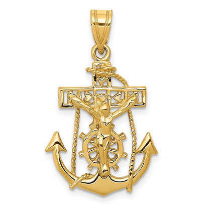 14K Gelbgold Anker-Kreuz-Anhänger