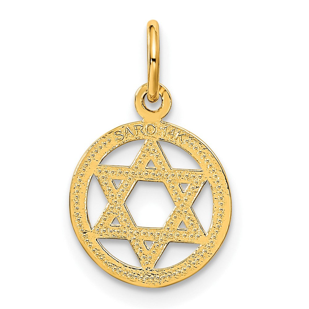 14K Gelbgold Massiv Poliert Stern Of David Charm