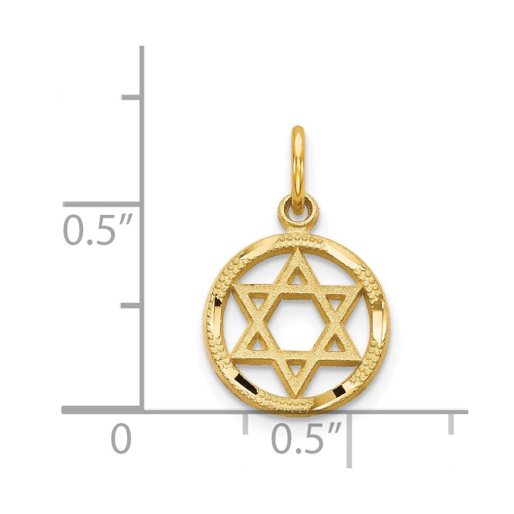 14K Gelbgold Massiv Poliert Stern Of David Charm