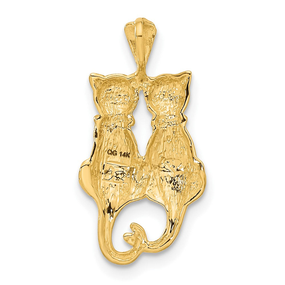 14K Gelbgold Satiniert und Poliert Cats Anhänger