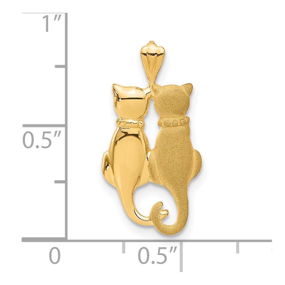 14K Gelbgold Satiniert und Poliert Cats Anhänger
