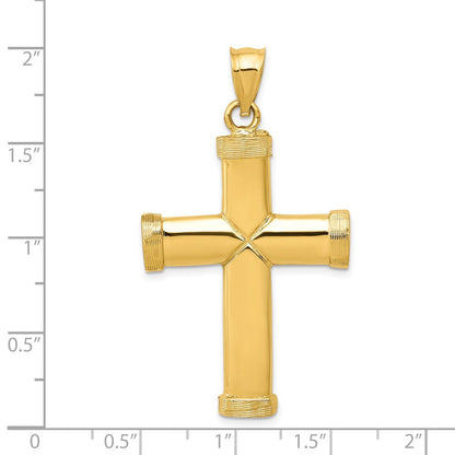 14K Gelbgold Polierter Lateinischer Kreuz-Anhänger