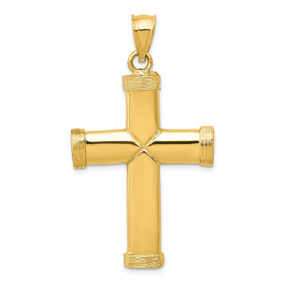 14K Gelbgold Polierter Lateinischer Kreuz-Anhänger