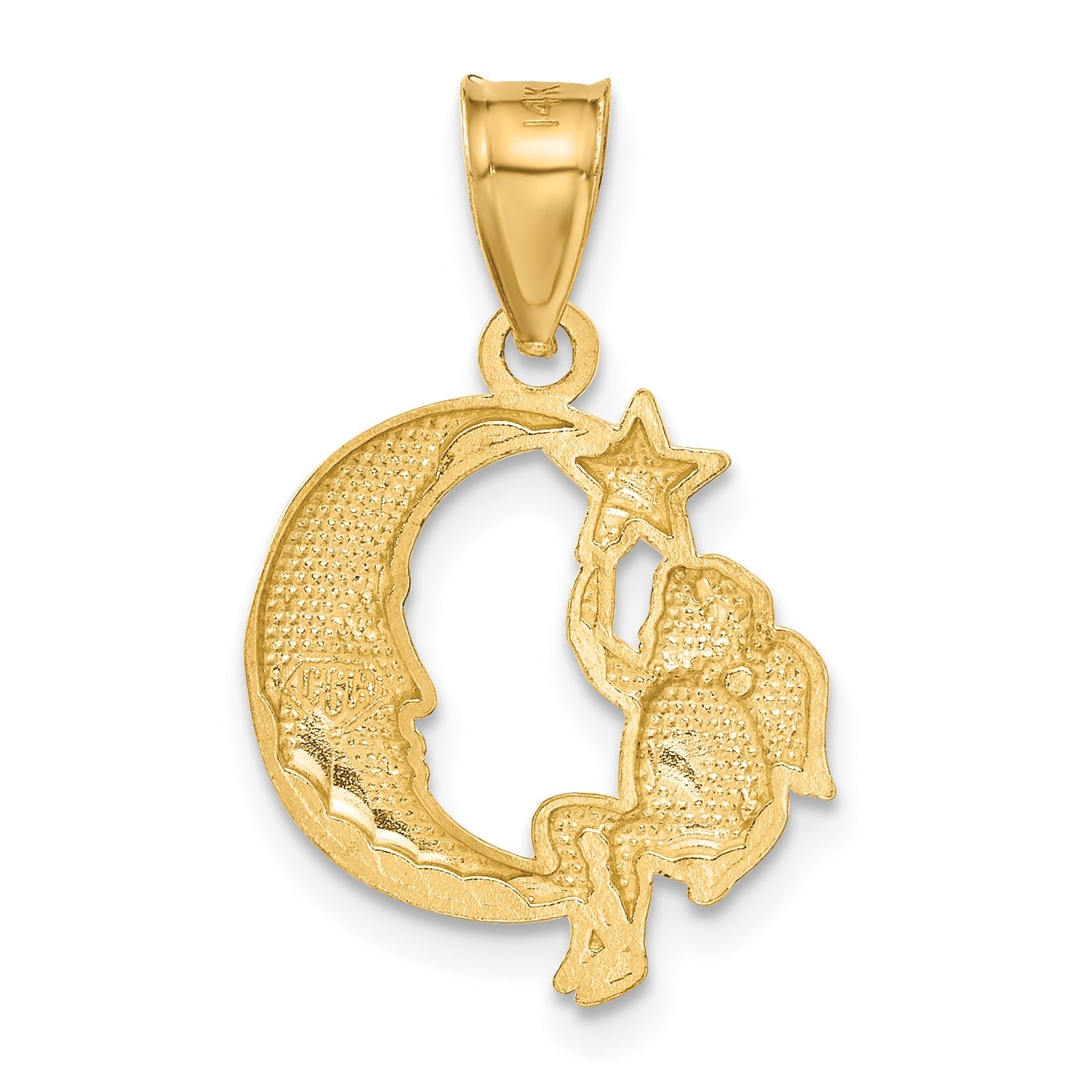 14K Gelbgold Engel, Mond und Stern Anhänger