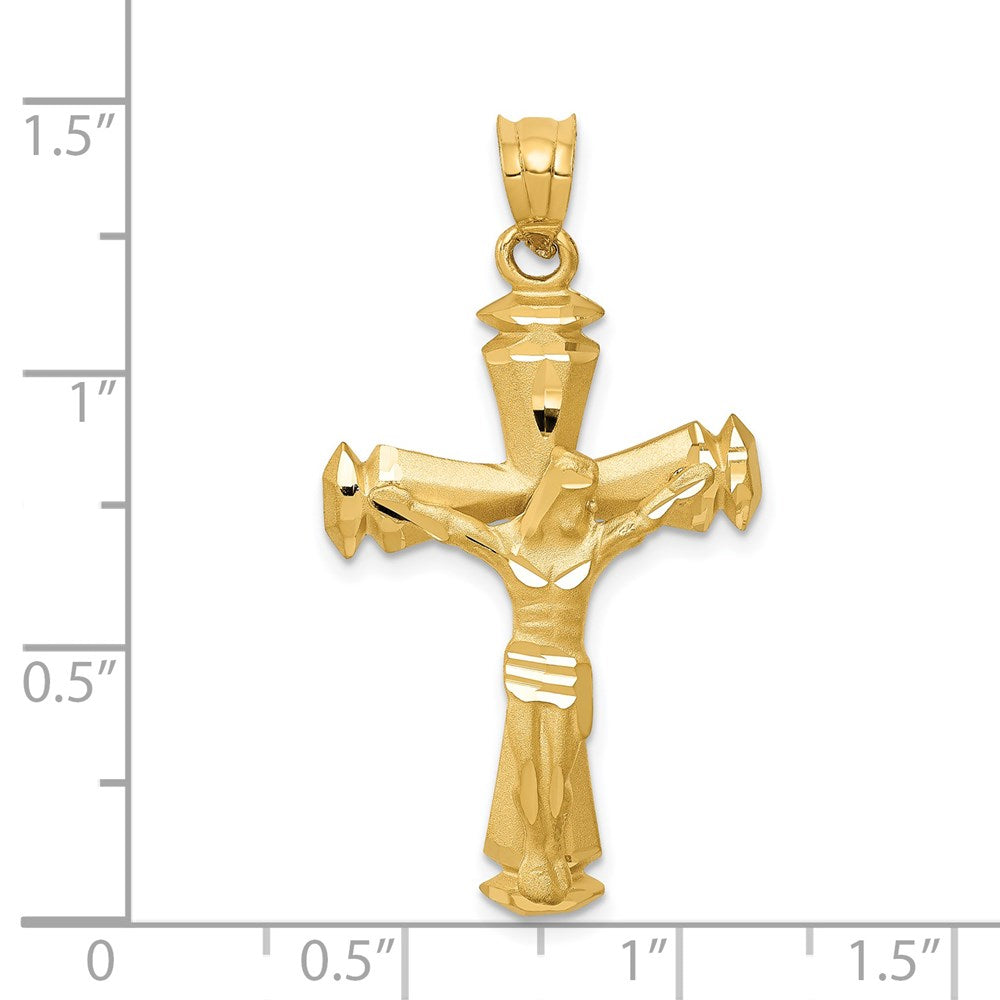 14 Karat Gelbgold Poliertes Kruzifix-Anhänger