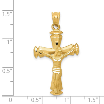 14 Karat Gelbgold Poliertes Kruzifix-Anhänger